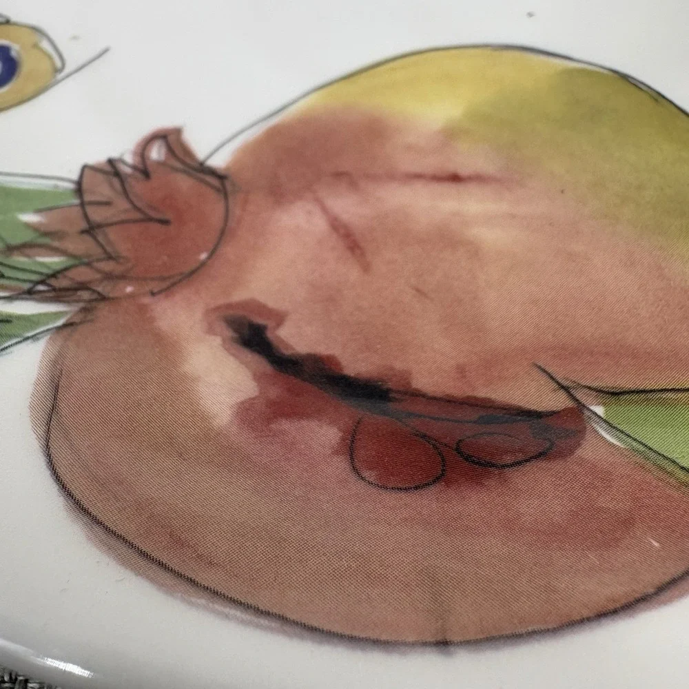 Ceramica Cuore Italy Oval‎ Serving Platter Pomegranate Butterfly Floral 14 Inch